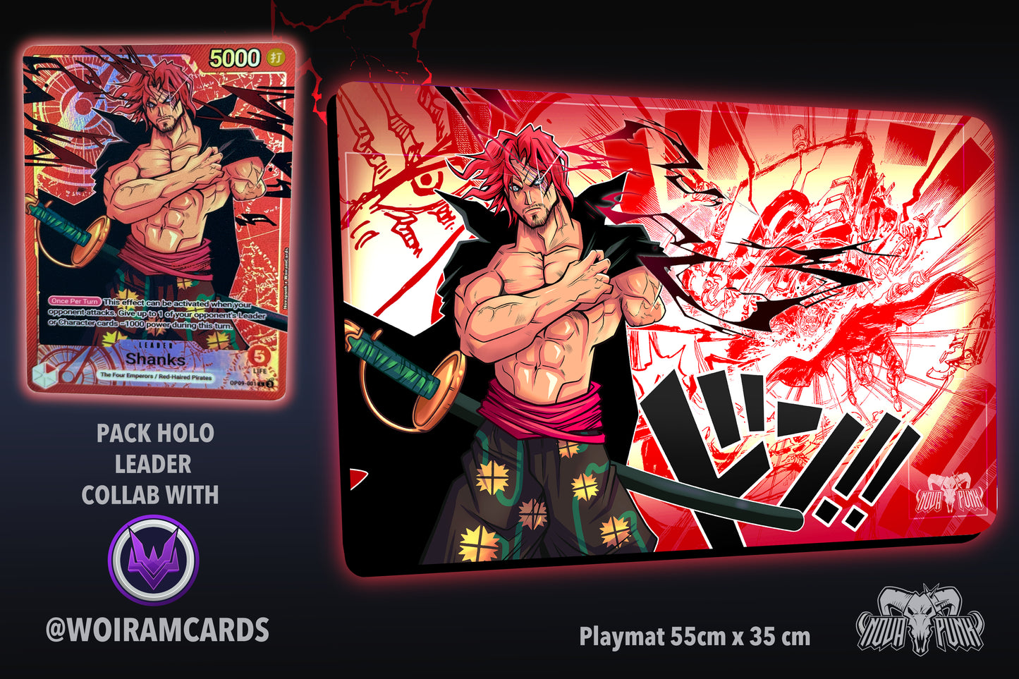 PRE- SALE PACK Leader holo + Shanks Playmat - One Piece TCG - Nova Punk original Desing